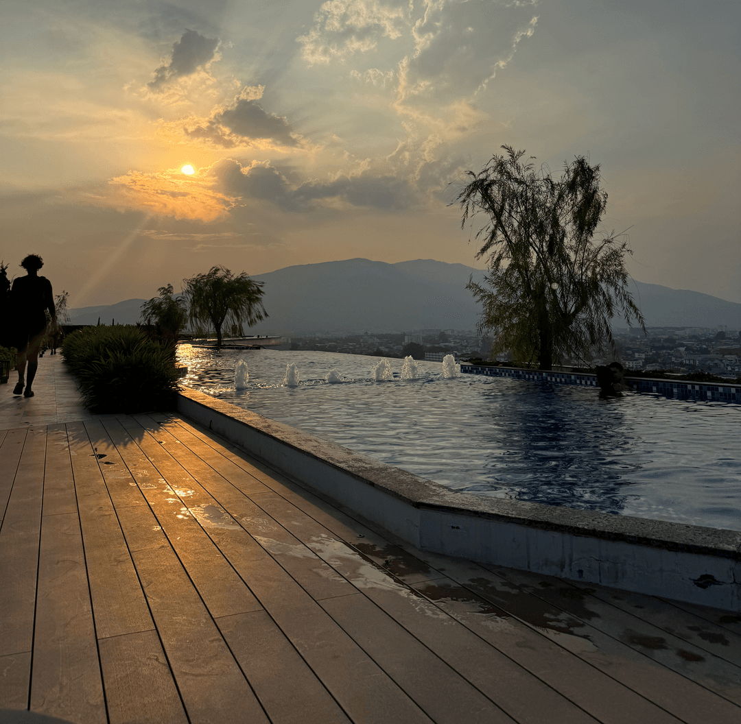 pool and sunset